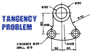 TANGENCY PROBLEM 8  Tangency  Tangency problems  Engineering drawing  Technical drawing [upl. by Odirfliw]