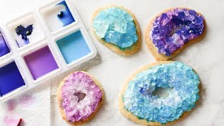 Sparkling Crystal Geode Sugar Cookies Tutorial [upl. by Rica]