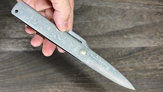 Takeshi Saji Higonokami Folding VG10 Damascus Petty Knife with Damascus Metal Handle [upl. by Jen187]