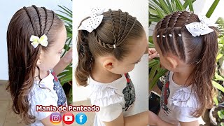 Penteado Infantil fácil com tiara em tranças de duas pontas amarração ou coque simples [upl. by Naenaj]