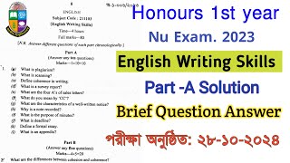 English Writing Skills Part A Brief Question Answer  Nu Honours 1st Year Exam 2023 [upl. by Zimmerman172]