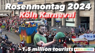 RosenMontag Köln Karneval 2024  4K 60fps  1 Million tourists  300 Tons of sweets  Cologne 🇩🇪 [upl. by Etan261]