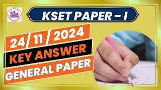 KSET PAPERI NOVEMBER  2024 KEY ANSWER [upl. by Ateinotna]