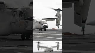 Osprey Helicopter Taxi at Aircraft Carrier USS Nimitz CVN 68 [upl. by Mattland]