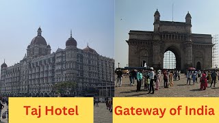 Taj Mahal Palace Hotel and Gateway of India Mumbai  View  Bombay  HD Video travel [upl. by Yretsym]