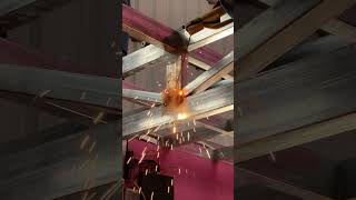 Installing Roof Truss welding satisfying shorts welder [upl. by Orgell15]