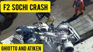 Formula 2 Sochi 2020 Sprint Race Ghiotto and Aitken Horrific Crash Accident [upl. by Hoashis740]