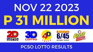 Lotto Result November 22 2023 9pm Complete Details [upl. by Meave]