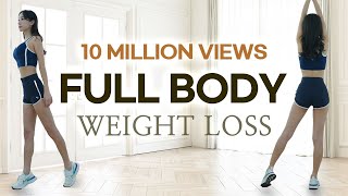 STANDING FULL BODY FAT BURN WORKOUT l 10 Million Views Renewal  FUN amp EFFECTIVE Full Body Challenge [upl. by Eba]