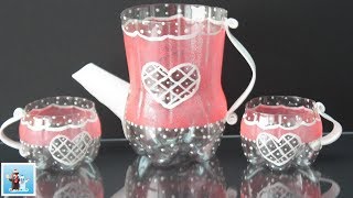 How to Make an Amazing Tea Pot and Cups from Cola Plastic Bottles  Art and Craft Ideas [upl. by Anitserp728]