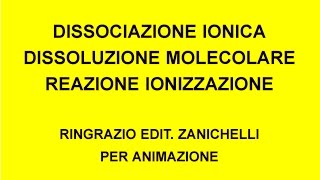 Dissociazione ionica dissoluzione molecolare e reazione di ionizzazione 1 [upl. by Gayla871]