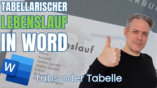 Lebenslauf in Word Online gestalten mit Tabellen und Tabstopps kostenlos im Browser [upl. by Airitak]