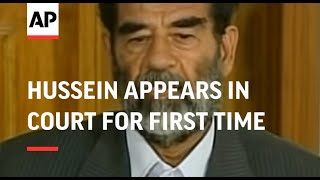 WRAP Defiant Saddam Hussein appears in court for first time [upl. by Atilek]