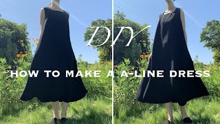 Aラインワンピースの作り方【型紙付き】スクエアネック♫How to make a Aline dress [upl. by Annaig]