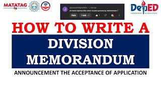 How to Write a Division Memorandum  MrSecretariat [upl. by Fritts]