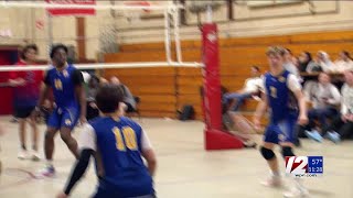 Pawtucket sweeps North Providence in Div III boys volleyball [upl. by Anitsirhc]