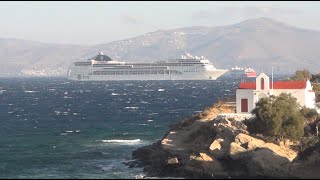 MSC Lirica arriving in Mykonos [upl. by Aimik]