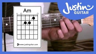 The A minor Chord Guitar Lessons For Beginners Stage 2 Guitar Lesson BC121 [upl. by Ahsinaw]