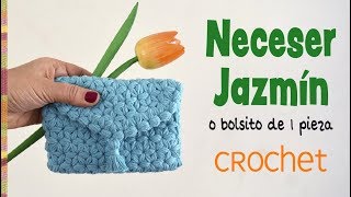 Neceser bolsito o clutch Jazmín de 1 sola pieza tejido a crochet  Tejiendo Perú [upl. by Findlay]