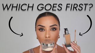 CORRECT ORDER OF CONCEALER FOUNDATION AND POWDER APPLICATION  NINA UBHI [upl. by Siroval]