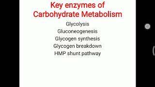 Key enzymes of Carbohydrate Metabolism [upl. by Nesyaj]