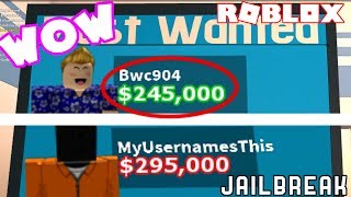 CRAZIEST BOUNTIES IN JAILBREAK  Roblox Jailbreak Bounty Challenge 2 ft MyUsernameThis [upl. by Aguste207]