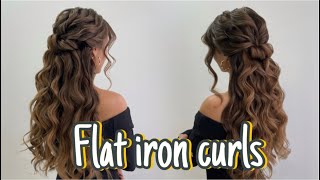 Half up half down hairstyle Flat iron curls for Long Heavy Hair [upl. by Aiouqes243]