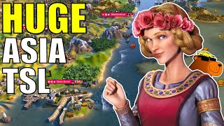 Civ 6  20 PLAYER HUGE TSL Asia – MAX Difficulty – 1 Deity England Civilization VI [upl. by Thacher847]