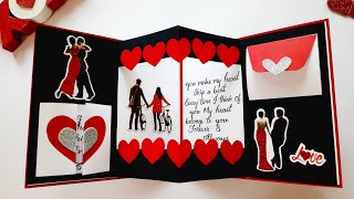 Beautiful Handmade Valentines Day Card for Boyfriend  Greeting Card for Valentines Day  Tutorial [upl. by Kokaras]