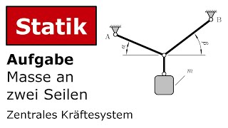 🔧 Masse an zwei Seilen Technische Mechanik Statik Zentrales Kräftesystem [upl. by Frayne462]