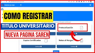 COMO REGISTRAR TITULO UNIVERSITARIO EN SAREN 2023 Paso a Paso y Tips de Ayuda [upl. by Skricki]