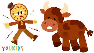 Hickory Dickory Dock  The Bull Went Up the Clock  YouKids Nursery Rhymes [upl. by Leddy]