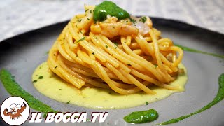 500  Spaghetti con crema di zucchine e gamberettidi mangiare non la smetti pasta goduriosa 4k [upl. by Chavez]