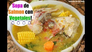 Sopa de Salmon con vegetales  Ros Emely [upl. by Rednaskela944]