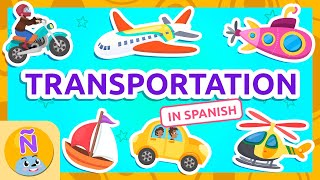 TRANSPORTATION for kids in Spanish 🚂 ⛵🚁 Spanish Vocab for Kids 🚗 Compilation [upl. by Drarrej152]