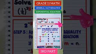 LAST PART GRADE 11 MATH GENERAL MATHEMATICS SOLVING EXPONENTIAL EQUATION [upl. by Froemming]