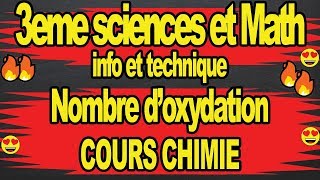 🔥🔥Nombre doxydation🔥🔥 cours chimie 3eme math sciencesinfo technique [upl. by Morocco]