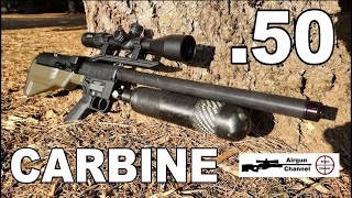 Umarex HAMMER CARBINE Full Review 34 inch 50 caliber PCP Hunting Rifle w 550gr Airgun Slugs [upl. by Llerod]