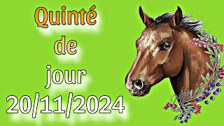 ✅ Quinté de jour  mercredi 20 novembre 2024  🔥🔥🔥 [upl. by Lellih158]