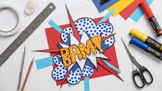 How to make a Pop Art Inspired Comic Book Onomatopoeia  Paper Collage  Zart Art [upl. by Lehacim]