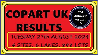 COPART UK AUCTION RESULTS FOR TUES 27824 [upl. by Airetal]