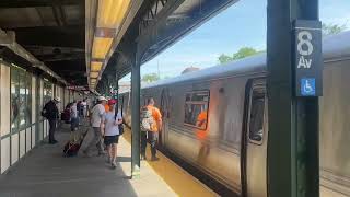 Two R46 N trains at 8th Avenue with a Diesel Locomotive Work train on the express track [upl. by Aicaca]