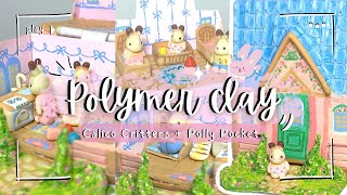 🏩 I made Sylvanian Families💮Calico Starter Cottage House with Polymer Clay based on Polly Pocket [upl. by Armyn]