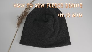 How to sew fleece beanie fleece lined jersey beanie baby hat kid beanie easy sewing [upl. by Tammy]