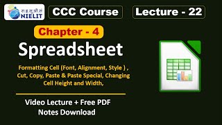 CCC Chapter 4 Spreadsheet  LibreOffice Calc for CCC Exam  CCC Online Class  CCC Lecture  22 [upl. by Aniretake]