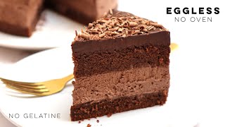 Chocolate mousse cake recipe No Oven No Eggs No Gelatin [upl. by Creedon]