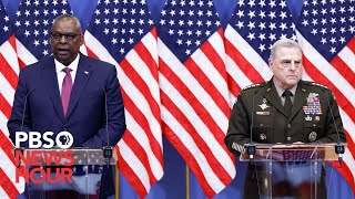 WATCH LIVE Defense Secretary Austin and Gen Milley hold news conference in Germany [upl. by Tecla910]