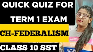 Quick QuizFederalism class 10 cbse mcqFederalism Class 10 mcqClass 10 SST Term 1 Mcq question [upl. by Anneirb864]