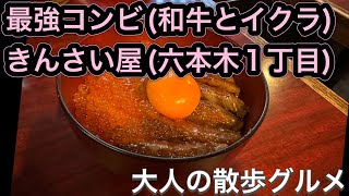 【六本木一丁目】ランチにお薦め「きんさい屋」和牛とイクラ（最強コンビ）の丼43 [upl. by Oicram138]