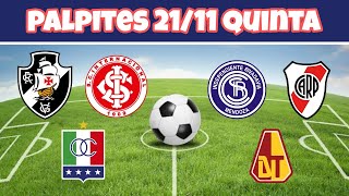 PALPITES DE FUTEBOL PARA O DIA 21 11 2024 QUINTA  BILHETE PRONTO [upl. by Aracaj]